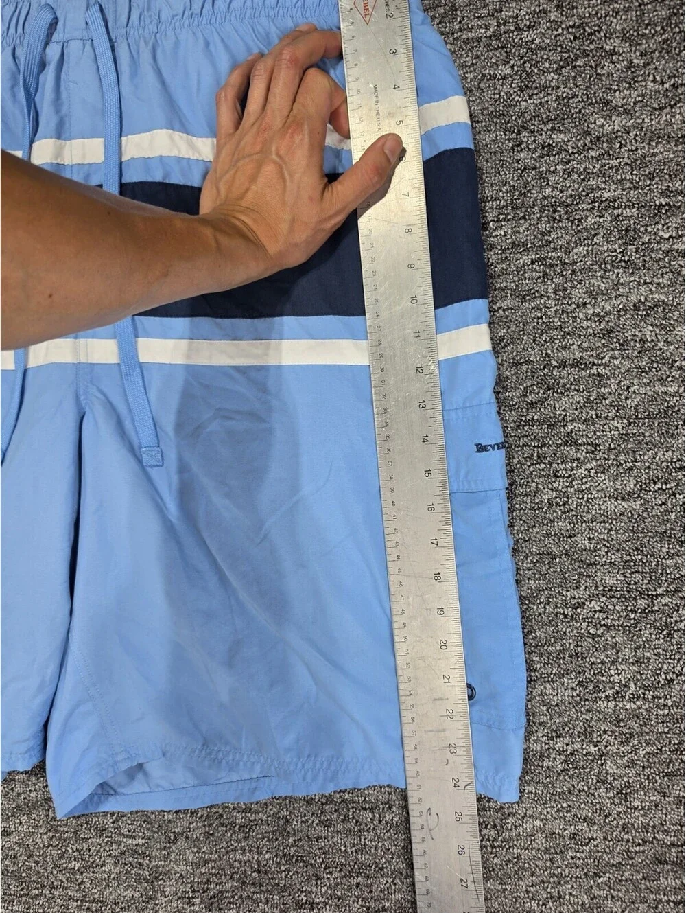 Beverly Hills Polo Club Men's Blue Striped Swim Trunks 3X Drawstring Pockets